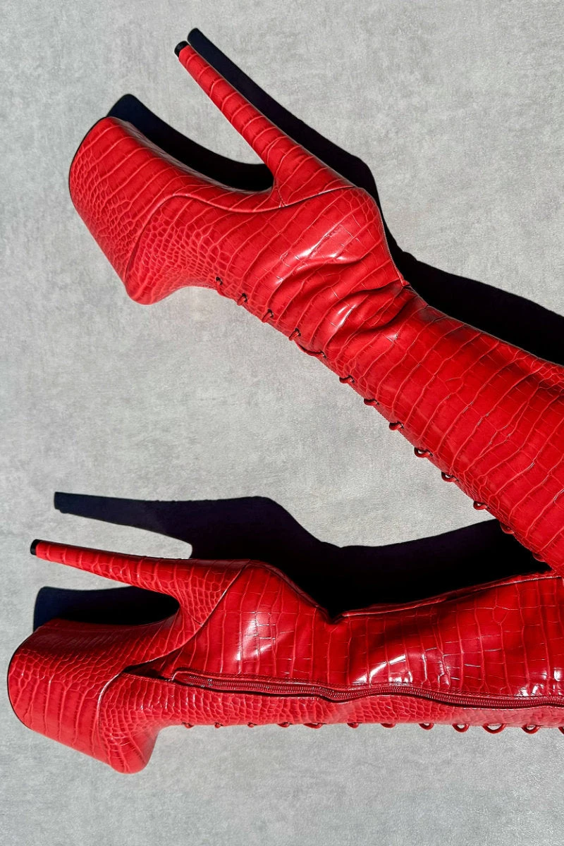 Hella Heels Out For Blood Knee High Boots - 8inch 5 Hella Heels Out For Blood Knee High Boots - 8inch - Image 5