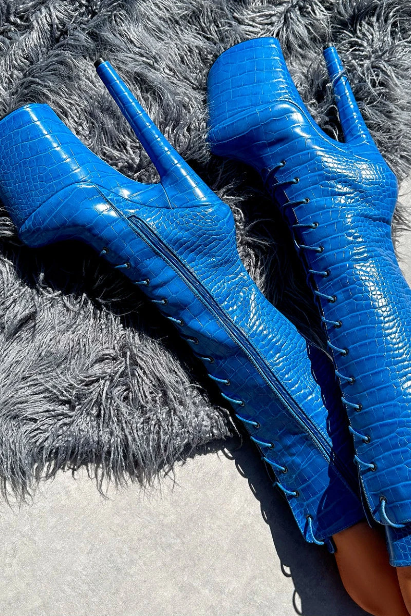 Hella Heels Electric Boa Knee High Boots - 8inch 5 Hella Heels Electric Boa Knee High Boots - 8inch - Image 5