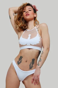 CXIX I S I S Halter Top - White With Sand Mesh -Radi Style Shop IMG 1530 LOW