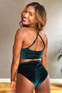 REV ACTIV High Waist Shorts - Dark Green Velvet -Radi Style Shop IMG 2855 18fca67e 0288 41f1 ba06 0bd2ad8ac2a5