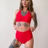 Pole Addict Scrunch Butt Basic High Waist Shorts - Red