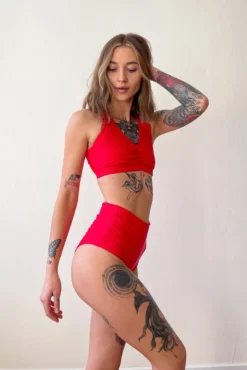 Pole Addict Scrunch Butt Basic High Waist Shorts - Red -Radi Style Shop IMG 3950