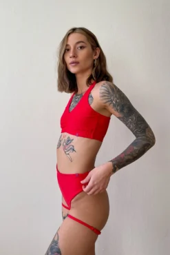 Pole Addict Bliss Adjustable Garter Shorts - Red -Radi Style Shop IMG 3966 1