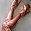 Hella Heels Thigh High 8inch Boots - Rose Gold