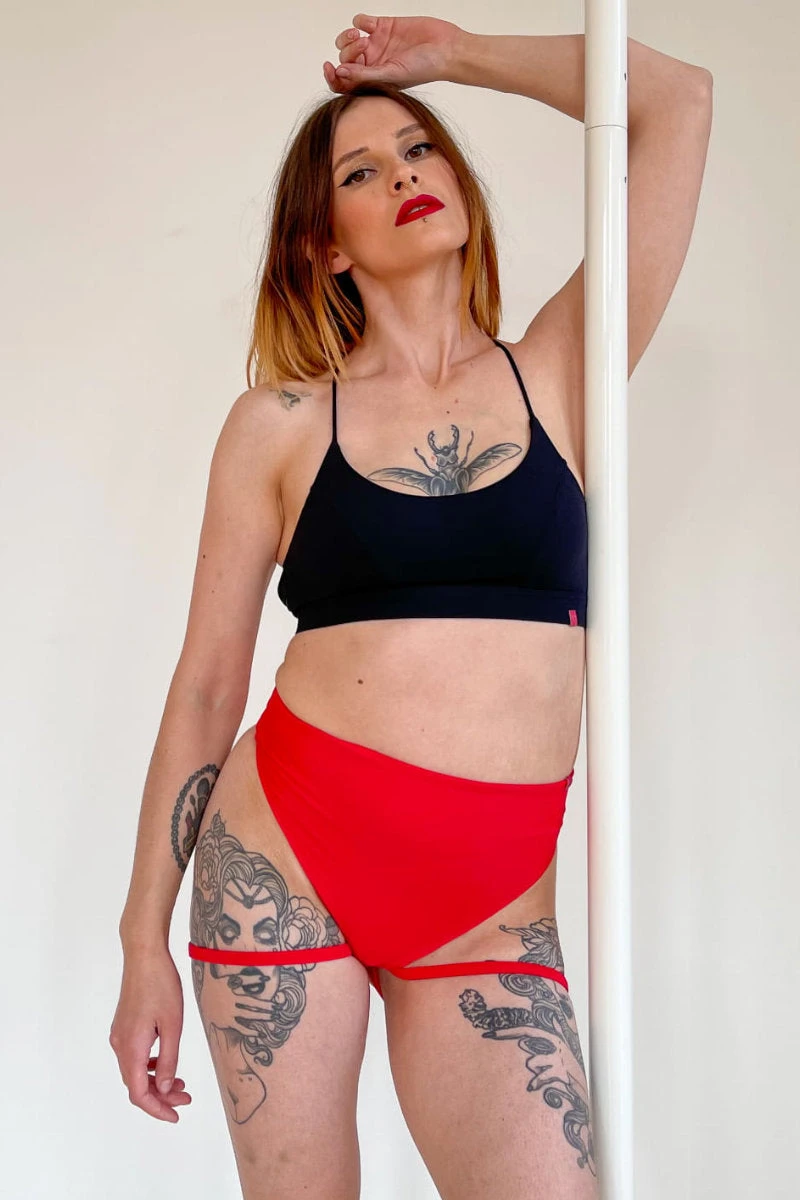 Pole Addict Bliss Garter Shorts - Red 1 Pole Addict Bliss Garter Shorts - Red