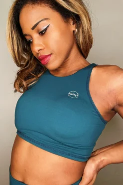 The Enviro Co. High Neck Crop Top - Blue Teal 8 The Enviro Co. High Neck Crop Top - Blue Teal -Radi Style Shop IMG 6679 50c55d0e 86fe 4027 8ea4 947a71fd35ab