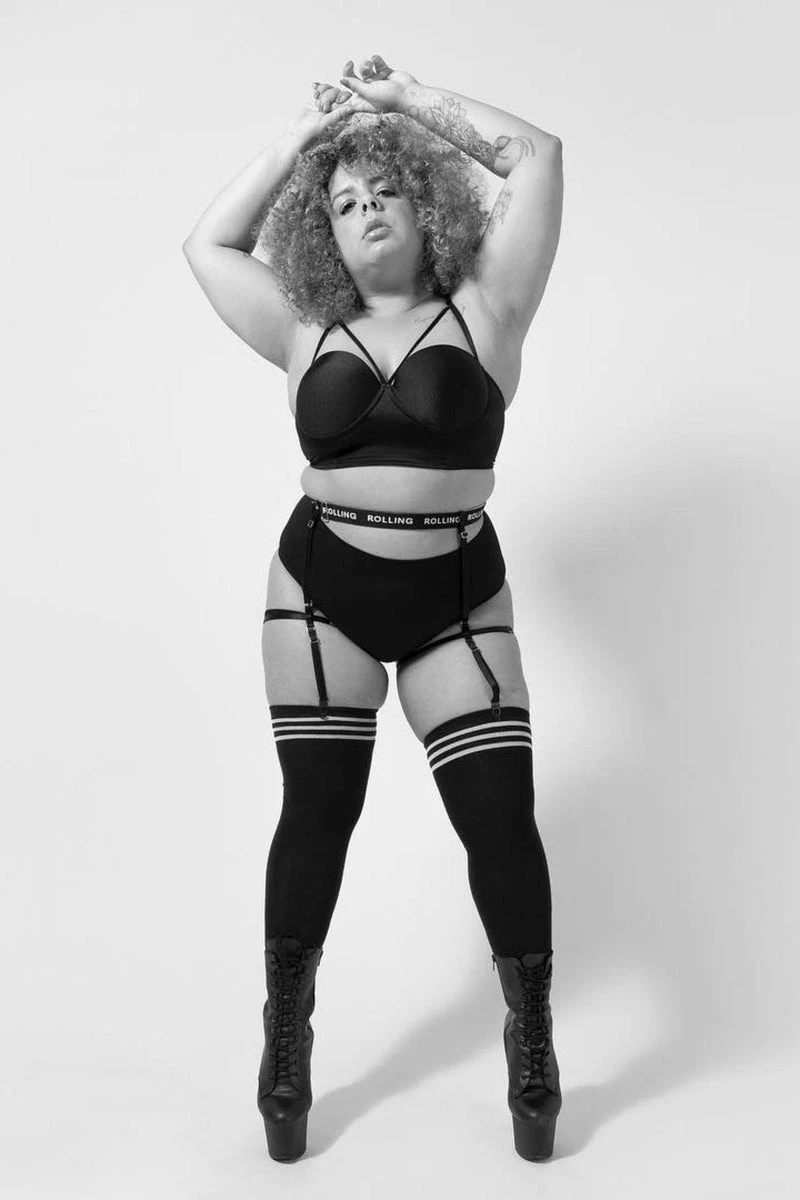 Rolling Over The Knee Socks - Striped Black/White (3 Sizes Available) 4 Rolling Over The Knee Socks - Striped Black/White (3 Sizes Available) - Image 4