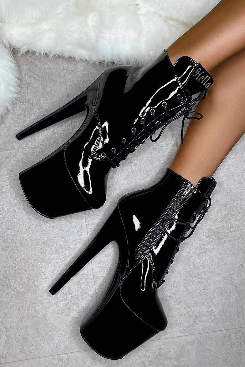 Hella Heels LipKit 8inch Ankle Boots - Black Beatles 1 Hella Heels LipKit 8inch Ankle Boots - Black Beatles