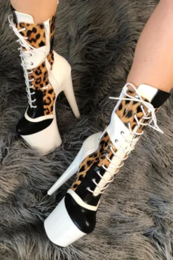 Hella Heels EmpireKicks 8inch Boots - White 11 Hella Heels EmpireKicks 8inch Boots - White -Radi Style Shop KicksWhiteLeopard8inch6