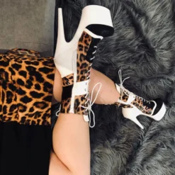 Hella Heels EmpireKicks 7inch Boots - White -Radi Style Shop Kicks White Leopard 7 inch 6 1