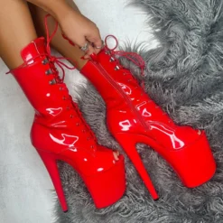 Hella Heels LipKit Open Toe 8inch Boots - Cherry Pie 8 Hella Heels LipKit Open Toe 8inch Boots - Cherry Pie -Radi Style Shop LipKit Cherry Pie Open Toe Boot Red 8 inch pole shoes Hella Heels 10