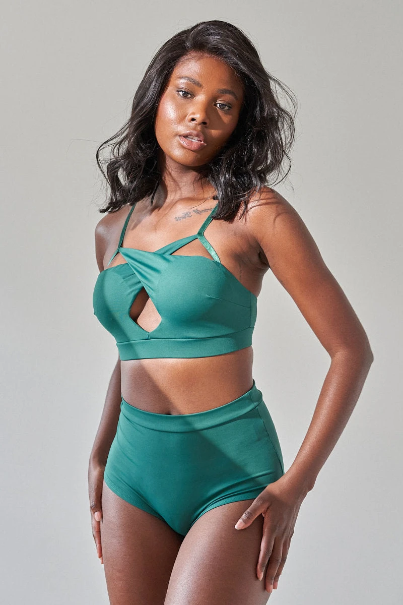 Lunalae High Waist Shorts - Recycled Emerald 3 Lunalae High Waist Shorts - Recycled Emerald - Image 3