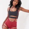 Lunalae Zena Garter Overall Sling Bottoms - Wine