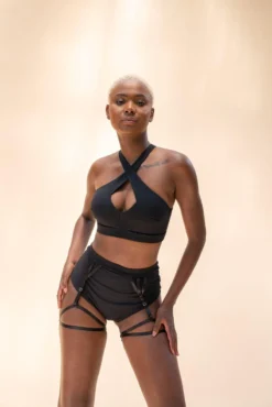 Lunalae Olivia High Waisted Garter Shorts - Recycled Black 11 Lunalae Olivia High Waisted Garter Shorts - Recycled Black -Radi Style Shop LunaLae 22 1173 1