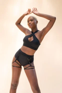 Lunalae Olivia High Waisted Garter Shorts - Recycled Black 13 Lunalae Olivia High Waisted Garter Shorts - Recycled Black -Radi Style Shop LunaLae 22 1175 1