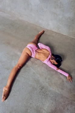 CXIX 119 Plunge Bodysuit - Pink Print -Radi Style Shop Monogram Bodysuit Pink Dance Fashion