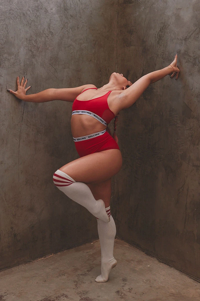 Rolling Alpha High Waisted Hot Pants - Red 5 Rolling Alpha High Waisted Hot Pants - Red - Image 5