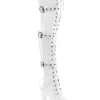 Pleaser USA Flamingo-3028 8inch Thigh High Pleaser Boots - Patent White