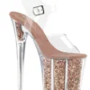 Pleaser USA Flamingo-808G Glitter Filled 8inch Pleasers - Rose Gold