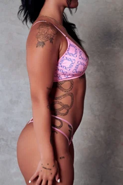 CXIX 119 Bralette - Pink Print -Radi Style Shop Pole Dancewear Bralette Monogram Pink 5328c89d c442 4ffc a26a e18f49e5a199