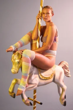 Rolling Thigh High Leg Warmers With Stirrups - Pony Striped (2 Sizes) -Radi Style Shop Ponei30