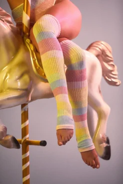 Rolling Thigh High Leg Warmers With Stirrups - Pony Striped (2 Sizes) -Radi Style Shop Ponei37