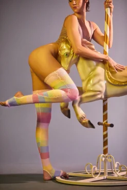 Rolling Thigh High Leg Warmers With Stirrups - Pony Striped (2 Sizes) -Radi Style Shop Ponei56