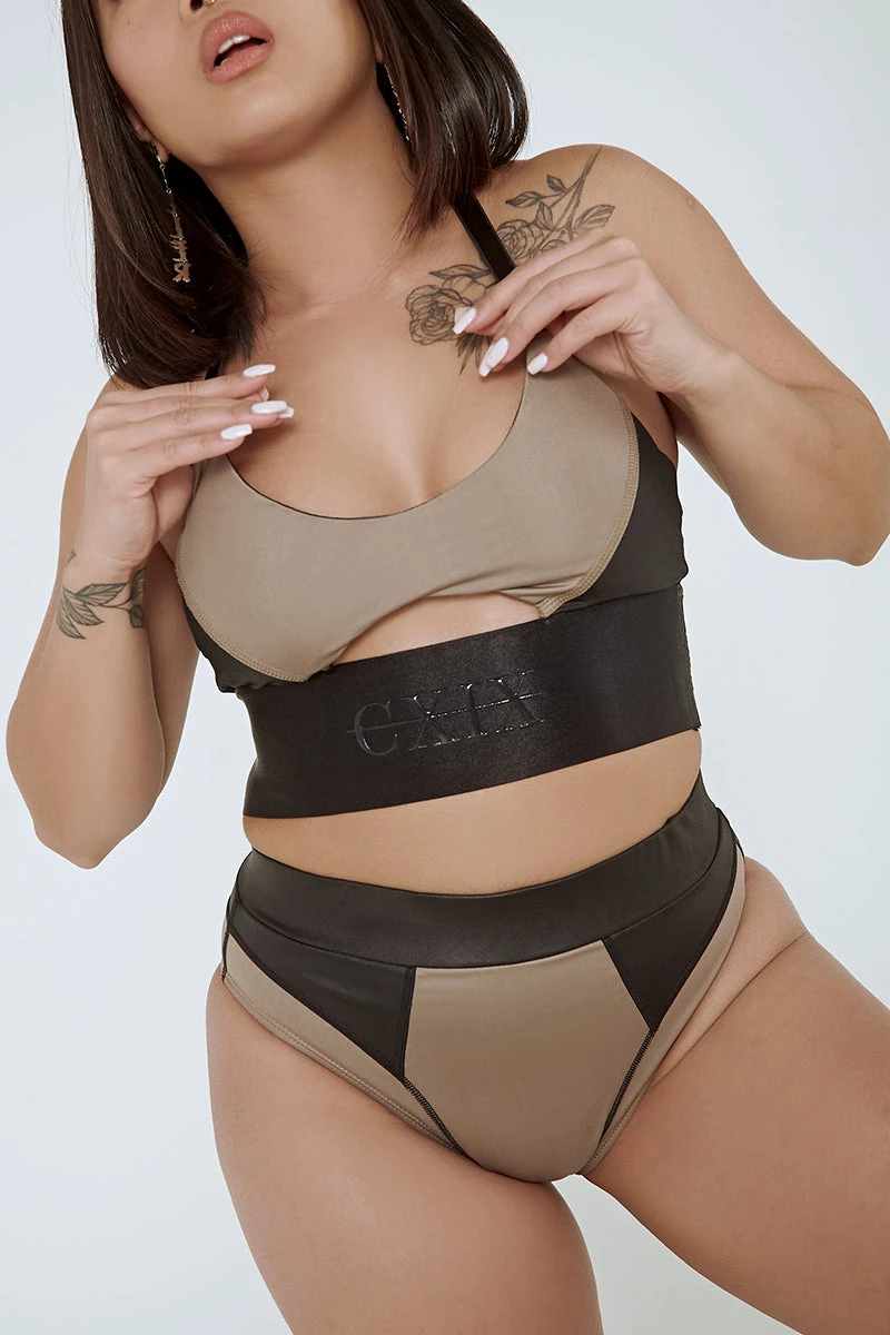 CXIX Riding Solo Sports Bra - Black/Mink - Image 14