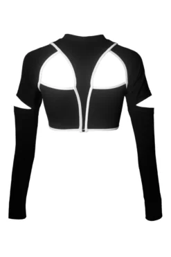 Hamade Activewear Scoop Neck Long Sleeve Top - Black/White Binding -Radi Style Shop SS22 02