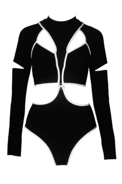 Hamade Activewear Scoop Neck Long Sleeve Top - Black/White Binding -Radi Style Shop SS22 07