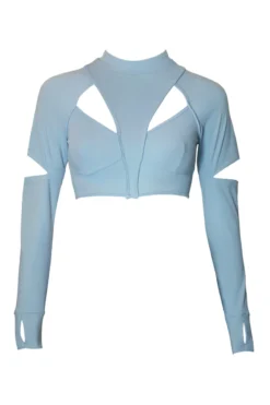 Hamade Activewear Scoop Neck Long Sleeve Top - Light Blue -Radi Style Shop SS22 19