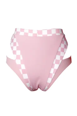 Hamade Activewear High Waisted Bottoms - Checkered Light Pink -Radi Style Shop SS23 04