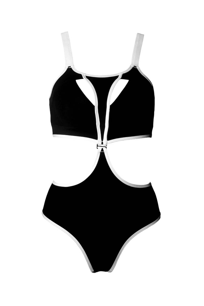 Hamade Activewear Neck Ring High Waisted Bottoms - Black/White Binding 9 Hamade Activewear Neck Ring High Waisted Bottoms - Black/White Binding - Image 9