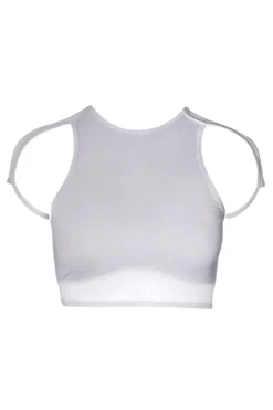 Hamade Activewear High Scoop Neck Crop Top - Light Grey -Radi Style Shop SS23 25 1