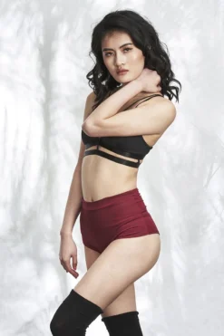 Lunalae High Waist Shorts - Wine -Radi Style Shop Shot 20 009