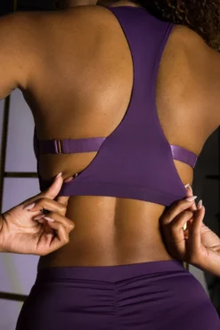 Tatiana Activewear Isla Top - Purple 10 Tatiana Activewear Isla Top - Purple -Radi Style Shop Tatiana Active Isla Purple High Waisted Mesh Low Cut Pole Wear Set 2 7