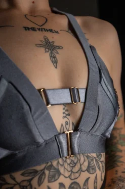 Tatiana Activewear Faye Top - Shiny Gunmetal 8 Tatiana Activewear Faye Top - Shiny Gunmetal -Radi Style Shop TatianaActive FayeGunmetalGreyBlueMetallicHighWaistedPoleWearDancingSet 5929 1