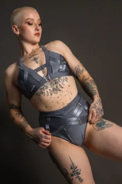 Tatiana Activewear Faye Shorts - Shiny Gunmetal