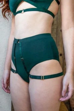 Tatiana Activewear Tokio Shorts - Forest Green -Radi Style Shop TatianaActive ForestGreenCutOutGarterPoleWearPoleDancingSet 2522