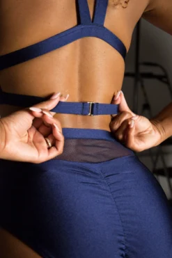 Tatiana Activewear Lucia Top - Shiny Navy 8 Tatiana Activewear Lucia Top - Shiny Navy -Radi Style Shop TatianaActive LuciaShinyNavyHighWaistedHalterNeckMeshPoleWearSet 2 4 1