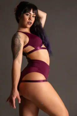 Tatiana Activewear Tokio Top - Wine -Radi Style Shop TatianaActive TokioWineRedBurgundyHighWaistedPoleWearDancingSet 6515 1
