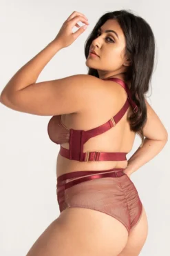 Tatiana Activewear Yuki Shorts - Burgundy Mesh -Radi Style Shop TatianaActive YukiBurgundyMeshPoleWearSet 0523