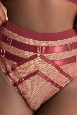 Tatiana Activewear Yuki Shorts - Burgundy Mesh -Radi Style Shop TatianaActive YukiBurgundyMeshPoleWearSet 7736