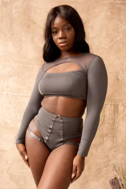 Tatiana Activewear Tokio Shorts - Charcoal 20 Tatiana Activewear Tokio Shorts - Charcoal -Radi Style Shop TatianaActiveEsmeCharcoalLongSleeveTop 5338cropped