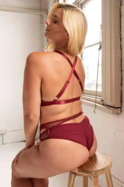 Tatiana Activewear Kaizen Shorts - Burgundy -Radi Style Shop TatianaActiveKaizenBurgundyPoleWearSet8cropped