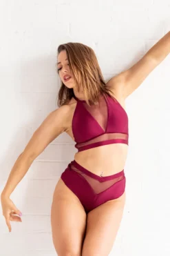 Tatiana Activewear Lucia Top - Burgundy 10 Tatiana Activewear Lucia Top - Burgundy -Radi Style Shop TatianaActiveLuciaRedPoleWearSet 8885cropped
