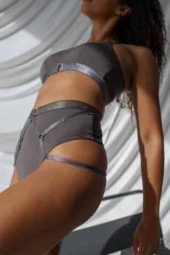 Tatiana Activewear Perla Shorts - Charcoal -Radi Style Shop TatianaActivePerlaCharcoalPoleWearSet 0060 1