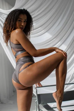 Tatiana Activewear Perla Top - Charcoal -Radi Style Shop TatianaActivePerlaCharcoalPoleWearSet 0086