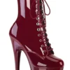 Pleaser USA Adore-1020 7inch Pleaser Boots - Patent Burgundy