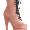 Pleaser USA Adore-1020FS Faux Suede 7Inch Pleaser Boots - Baby Pink